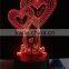 3D illusion light decoration heart shape color changing 3D LED night light