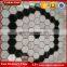 White carrara and dark black marble stone hexagon shaped mosaic
