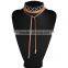 Simple brand dimond choker necklace with long leather rope accessories