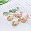 New design square shape red semi-precious pendant stud earrings fashion women square pendant earrings for velantine's gifts