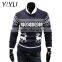 Men christmas pullover Custom o-neck reindeer jacquard pattern knitted sweater