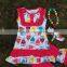 2016 new hot girls owl hot pink capri set outfits with matching necklace and bow