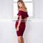 New Women Ladies Elegant Sexy Flounced Off Shoulder Bodycon Slit Side Pencil Eve Club Party Dresses Bandeau Summer Dress