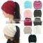 A040 woman winter warm knitting crochet beanie hat hot sale female Ponytail Beanies winter wool hat girl ponytail hat