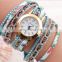 hot selling butterfly wrap leather Bracelet watch with crystals quartz watch crystal leather wrap bracelets gifts for her