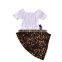 Newborn Baby Girls Outfit Short Sleeves White Blouses +Leopard Skirts 2 Pcs Kids Girls Set