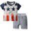 Toddler clothing July 4TH  outfit geometric boy blue shorts kids summer clothes boys outfits