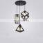 antique creative designer chandelier lamp triangle wrought iron chandelier for living room decorative