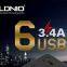 LDNIO 6-выходной универсальный розетник USB 3 с разветвителем питания на столе и разъемом для зарядки через USB