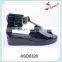 Shiny upper hot sale low price lady comfort flat thick sole buckle up sandals