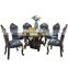 European style solid wood dining room furniture marble dining table set 6 chairs