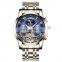 BIDEN 0191 Luxury Men Moon Phase Watches Fashionable Analog Display Automatic Mechanical Week Showed Watch