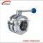 High Quality Sanitary Stainless Steel 3 Piece Butterfly Valve With Handle