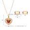 New Arrive Gold Plated jewelry fashion cute Pretty Heart Necklace Earring Set TOP quality