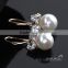 High Qulity Round Pearl With Butterlfy Zircon Gold Plated Earrings Elegant Fashion Bijoux Jewelry
