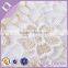 Indian white cotton thread and metallic thread lace embroidery fabric