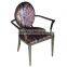 round back armrest tufted dining chair steel