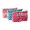 Beautiful design ladies polyester green makeup bag, printed zipper pouch, clutch cosmetic bag