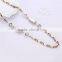 Rectangle Austrian Rhinestone Simulated Pearl Round Bead Long Figaro Chain Bamboo Necklaces & Pendants for Women Jewelry