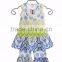 new design summer teen girls floral ruffle matching boutique clothing set