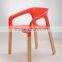 Elegant Plastic Material Solid Beech Wooden Dining Chair with Armrests