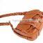 Unisex brown messenger bag shoulder bag with half snap and snap pocket belt decoration
