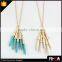 5 Turquoise Spiker Stone Pendant 18K Gold Necklace Multi Stone Tassel Pendant Necklace
