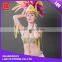 Fashion sexy yellow purple feather golden beaded tassel carnival suit