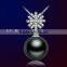 2016 Modern 925 Silver Long Setting Zircon Tahitian Pearl Pendants