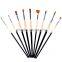 Factory Price 9 Pcs Long Wood Handle Artist Nylon Round Paint Brush Flat Paintbrush Fan Brushes Set Watercolor Painting Brush