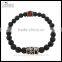 8MM Black Lave Stone Bracelet for Women Men with Flexible Size