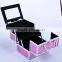 Soozier Professional Mirrored Makeup Artist Cosmetic Travel Mini Case with Pull-Out Trays - Pink