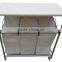 Hotel and home usage triple laundry sorter with ironing board/3 lift-off fableable landry sorter