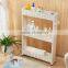 Plastic slid out storage rack/tower folding 3 tire with rolling wheels