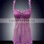 2016 new arrival sleepwear paded bra with mesh dress breathable comfortable