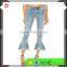 2017 Hot sale young girls jeans pants ruffle ninth denim jeans ladies jeans design