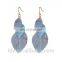 2016New desgin simple blue paint leaf women drop earring leaf shape tassel earrings