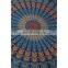 Blue Color 100% Cotton Peacock Mandala Queen Size Wall Hanging Indian Tapestry