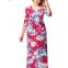 1/2 Sleeve Floral V-neck Wrap Maxi Long Dress