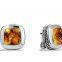 Sterling Silver Jewelry 11mm Albion Earrings with Citrine(E-072)