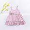 Boutique baby girl plain color gallus factory wholesale price ruffle girls cotton dress