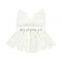 Princess White Lace flutter sleeve Baby romper crossing back baby girl romper with headband wholesale price