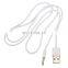 White USB 2.0 Male to 3.5mm Headphone Audio AUX Male Plug Car Cable Jack Charger Cable Wire Cord