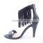 Latest fashion girls fancy tassel high heel back zipper ankle sandals for girls