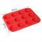 12Cups Food grade Silicone  Round Cake Mould Cupcake Tin Muffin Mold Tray Baking Pan