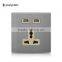 China New Products Golden Stainless Steel 13A UK Outlet Wall Light Electric Switch Socket