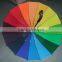 Colourful 16 Panels Wooden Curved Handle Straight Umbrella