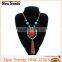 Fashion leather pendant necklace, antique turquoise pendant tassel necklace