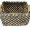 Water hyacinth storage basket with lid and wood handle