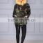 Camouflage cotton shell yellow color fur lining collar parka factory price